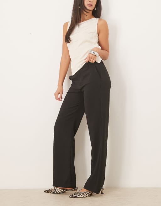Gina Tricot straight leg tailored trousers in black, 4 of 5