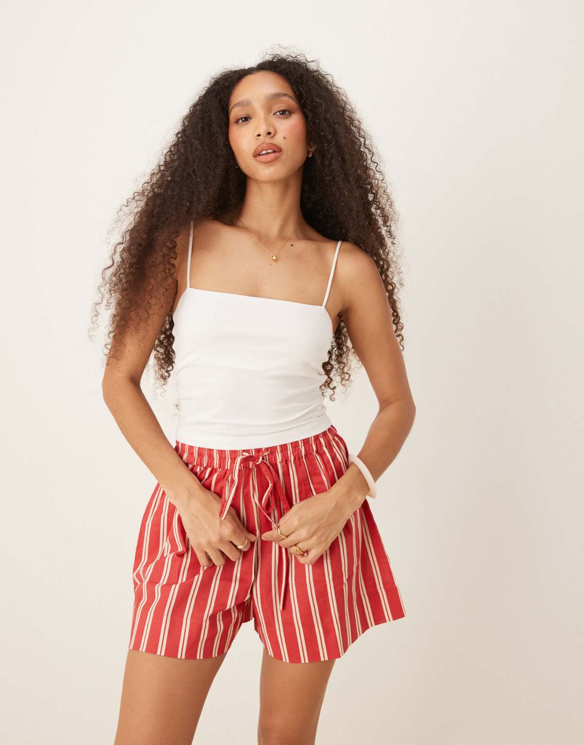 Gina Tricot strappy singlet vest top in white
