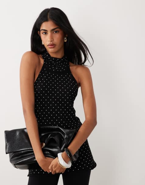 Gina Tricot – Strickoberteil in Schwarz mit Polka Dots - view 1