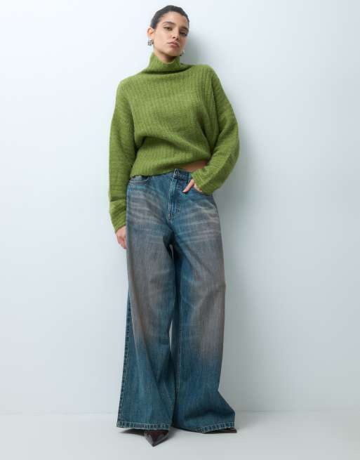 Gina Tricot Strickpullover aus Wollmix mit Rollkragen in Pistazie, 2 von 5