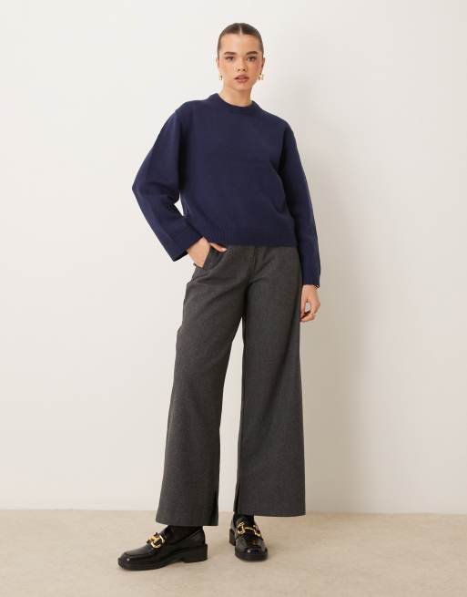 Gina Tricot – Strickpullover in Blau mit Rundhalsausschnitt und weiten Ärmeln, 2 von 4