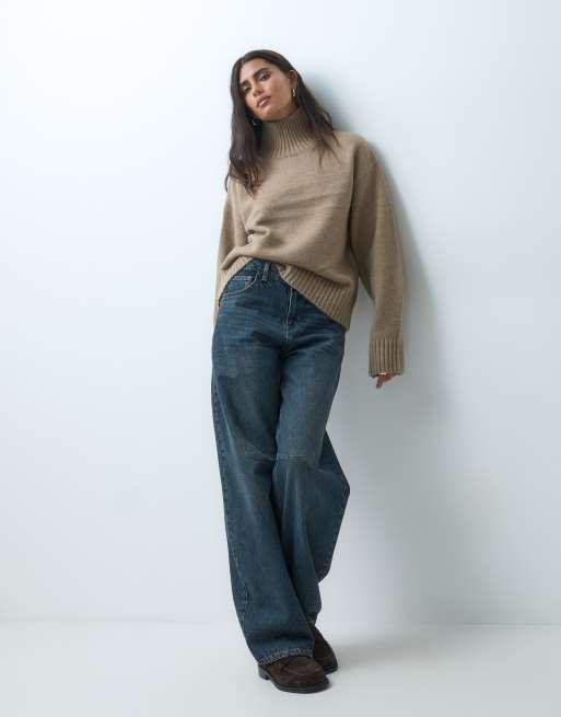 Gina Tricot Strickpullover mit Rollkragen in Camel, 2 von 5