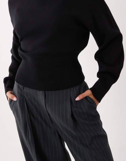 Gina Tricot Strickpullover mit Taillierung in Schwarz, 3 von 4