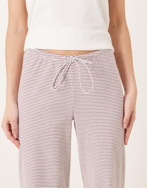 Gina Tricot stripe loungewear trousers in red and white stripe, 4 of 5