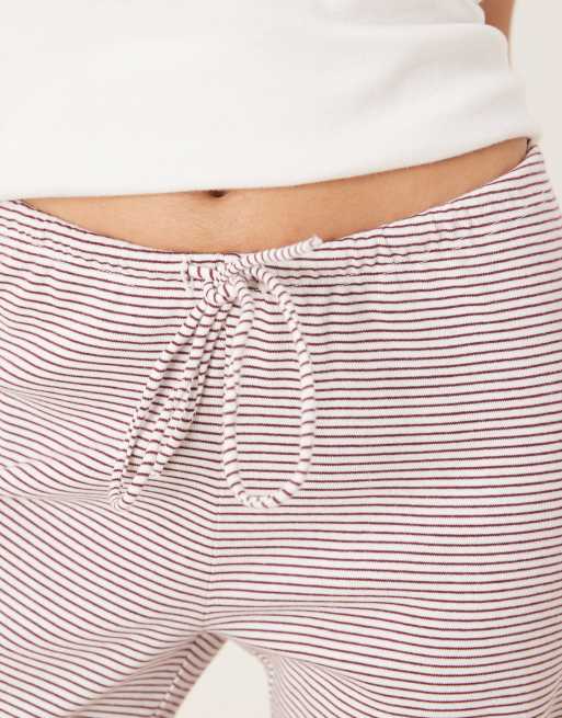 Gina Tricot stripe loungewear trousers in red and white stripe, 5 of 5