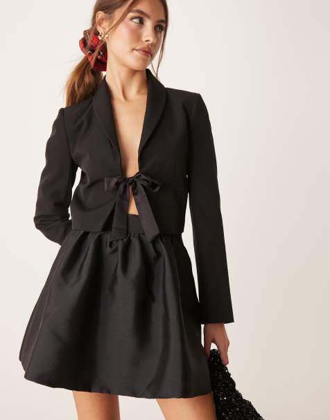 Gina Tricot structured puffball mini skirt in black - view 1