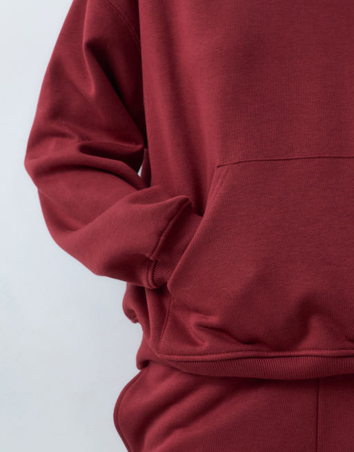 Gina Tricot sudadera con capucha de corte holgado de conjunto en burdeos, 5 de 5