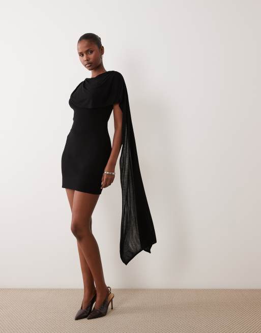 Gina Tricot sukienka mini typu cape w czerni, 2 z 4