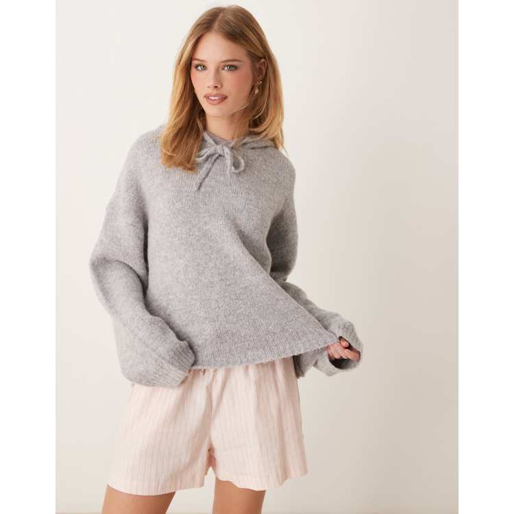 GINA TRICOT super soft fluffy knit oversized hoodie in heather