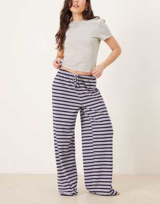 Gina Tricot Super Soft Jersey Wide Leg Pants With Drawstring Waist In Multi