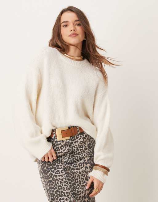 GINA TRICOT super soft knit oversized sweater in off white