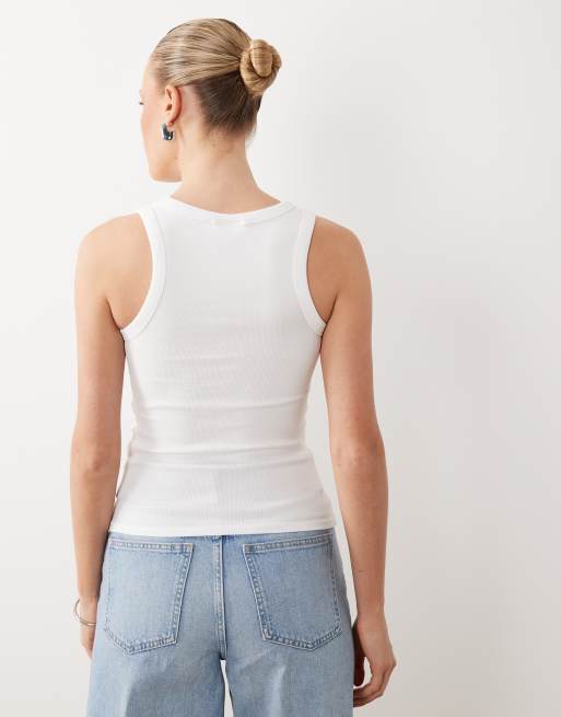 Gina Tricot super stretch scoop neck tank top in white, 4 of 4
