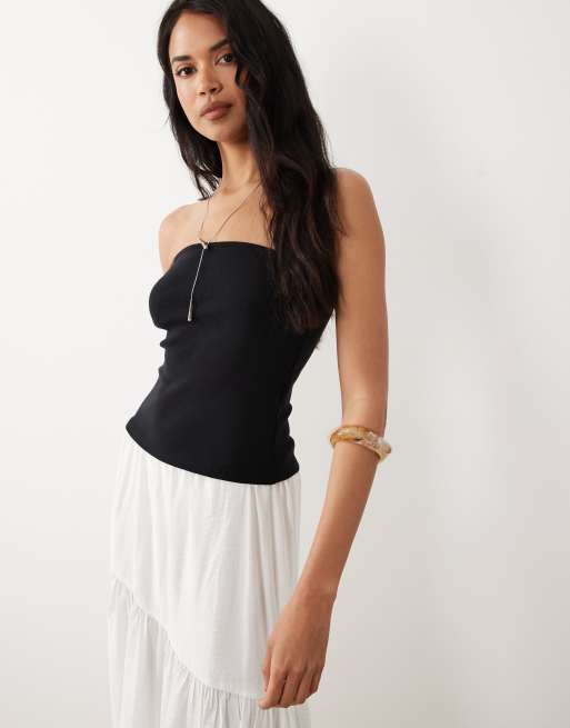 Gina Tricot super stretch tube top in black, 2 of 4