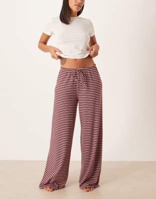 Gina Tricot Supersoft Jersey Wide Leg Pants With Drawstring Waist In Red