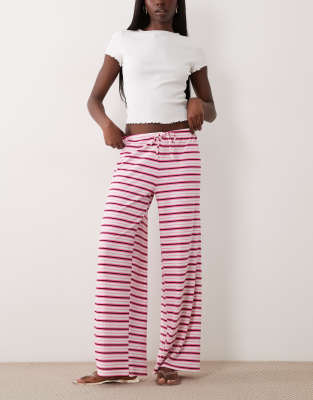 Gina Tricot Supersoft Jersey Wide Leg Pants With Drawstring Waist In Pink