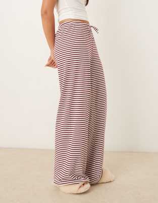 Gina Tricot Supersoft Jersey Wide Leg Trousers With Drawstring Waist In Red