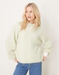 [GINA TRICOT] Gina Tricot supersoft knitted sweater in light green XS Light green