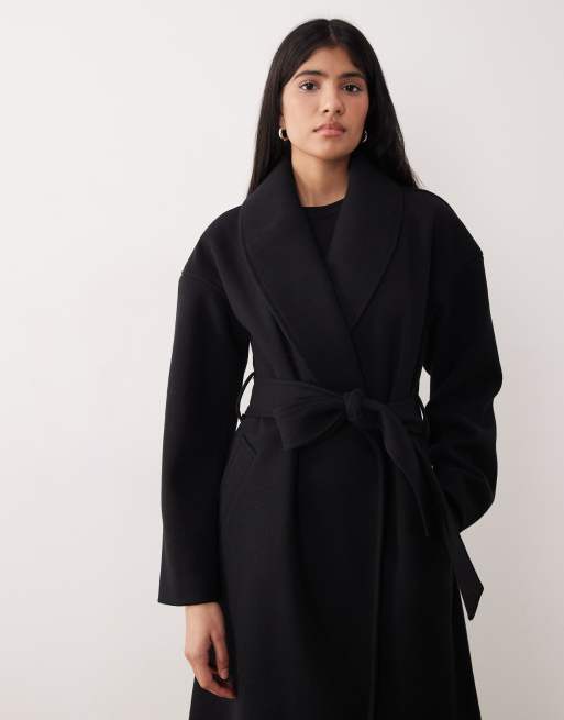 Gina Tricot – Svart, lång midikappa med sjalkrage, 3 av 4