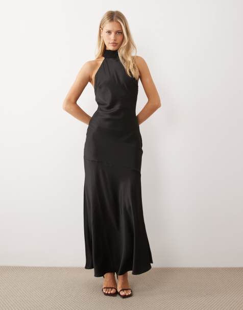 Gina Tricot – Svart maxiklänning med draperad halterneck - view 1