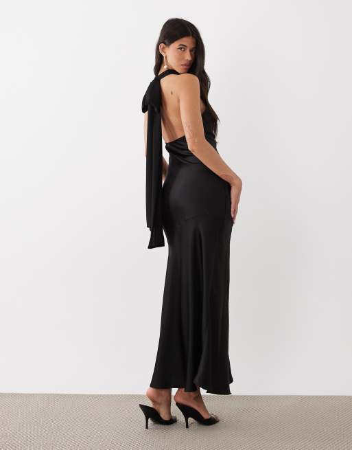 Gina Tricot – Svart maxiklänning med draperad halterneck, 2 av 4