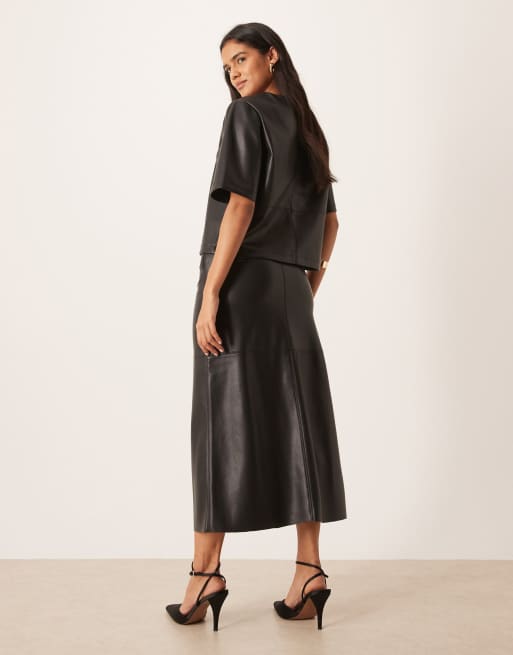 Gina Tricot – Svart, rak midikjol i polyester, 3 av 5