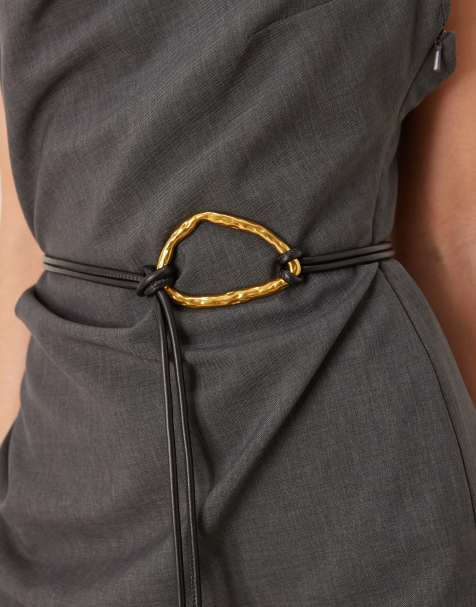 Gina Tricot – Svart skärp med repdetalj och guldfärgat spänne - view 1