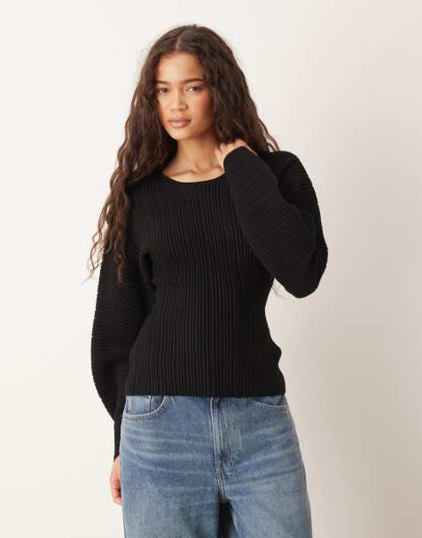 Gina Tricot – Svart, stickad topp med skulpterande design - view 1