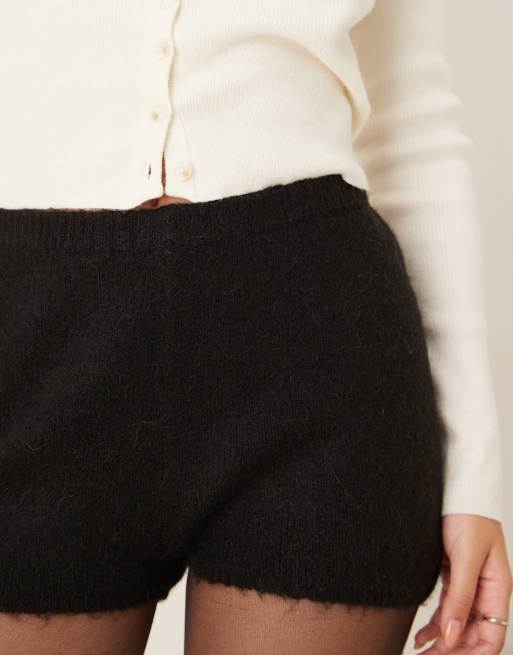Gina Tricot – Svarta, stickade minishorts i alpackamix, 3 av 5