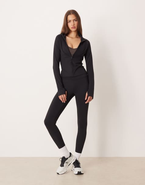 Gina Tricot – Svarta yogaleggings med hög midja och rynkning - view 1