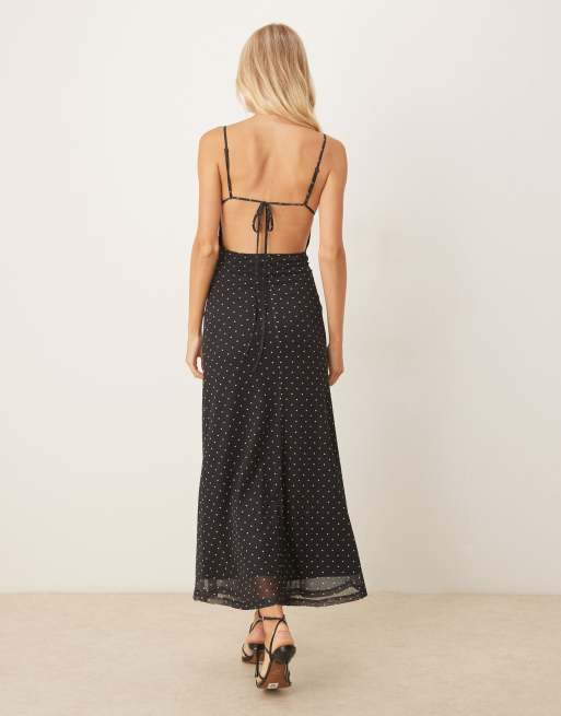 Gina Tricot – Svartvit, prickig midiklänning i mesh, 2 av 4
