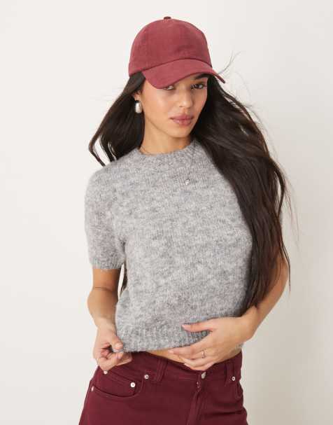 Gina Tricot - Sweat à manches courtes en maille duveteuse - Gris chiné - view 1