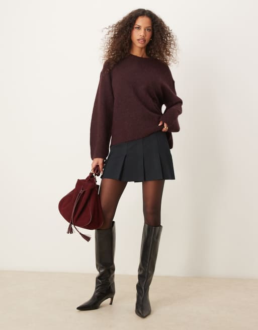 Gina Tricot - Sweat en maille douce au toucher - Bordeaux foncé