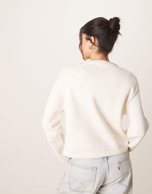 Gina Tricot - Sweat ras de cou en coton mélangé - Crème, 3 de 4