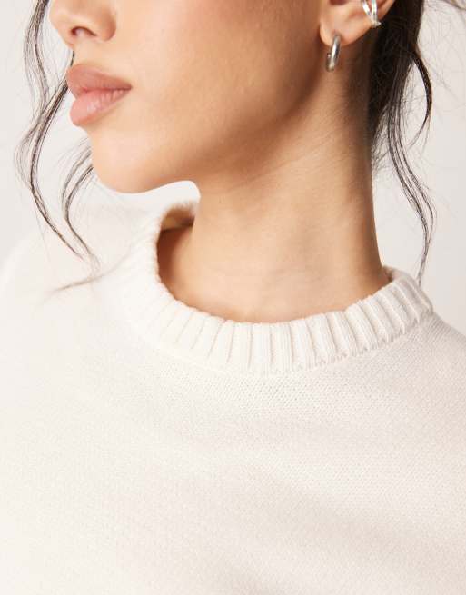 Gina Tricot - Sweat ras de cou en coton mélangé - Crème, 4 de 4