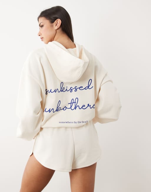 Gina Tricot - Sweatshorts in gebroken wit, deel van co-ord set, 2 van 5