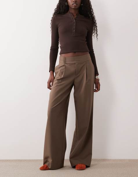 Gina Tricot szerokie plisowane spodnie w kolorze taupe - view 1