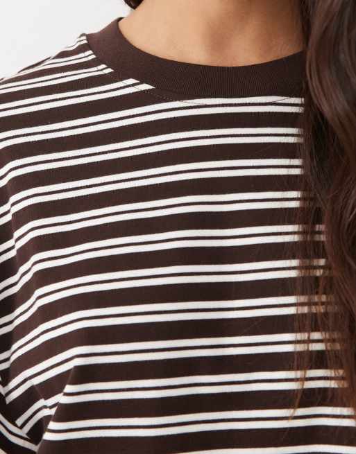 Gina Tricot t-shirt à manches longues coupe décontractée marron, 4 de 4