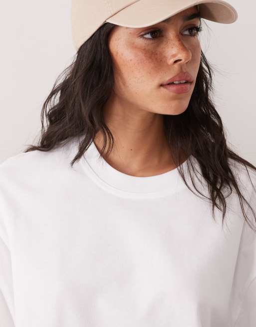 Gina Tricot - T-shirt a maniche corte squadrata bianca, 3 di 4