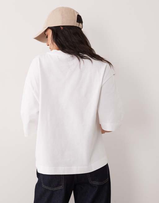 Gina Tricot - T-shirt a maniche corte squadrata bianca, 4 di 4