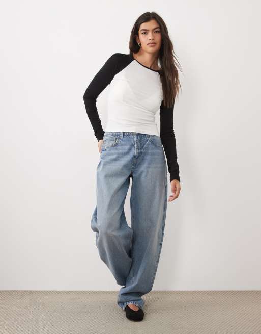 Gina Tricot t-shirt a maniche lunghe a contrasto bianca e nera, 2 di 4