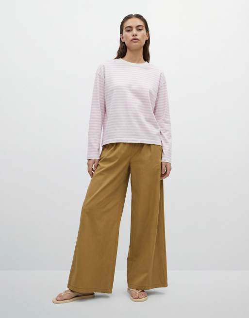 Gina Tricot - T-shirt a maniche lunghe comoda lilla a righe, 8 di 11
