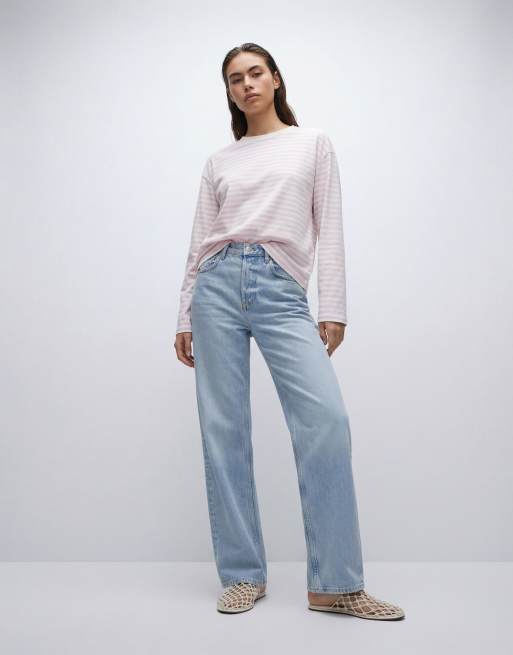 Gina Tricot - T-shirt a maniche lunghe comoda lilla a righe, 9 di 11