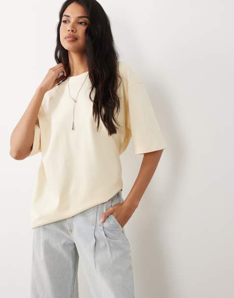 Gina Tricot - T-shirt oversize à manches courtes - Jaune beurre - view 1