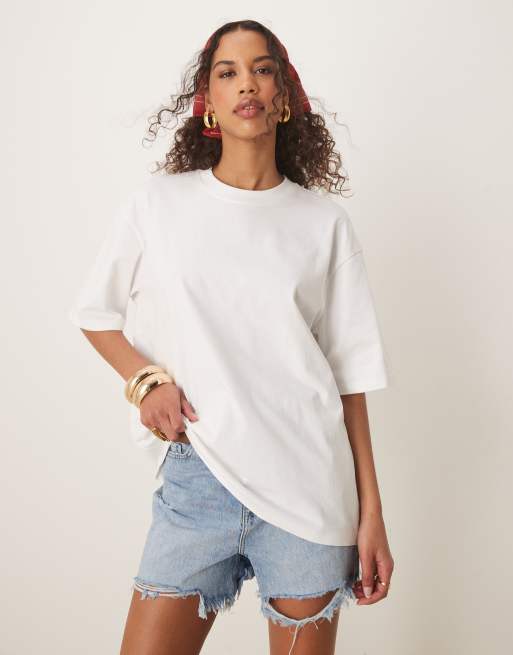 Gina Tricot - T-shirt oversize a maniche corte bianca