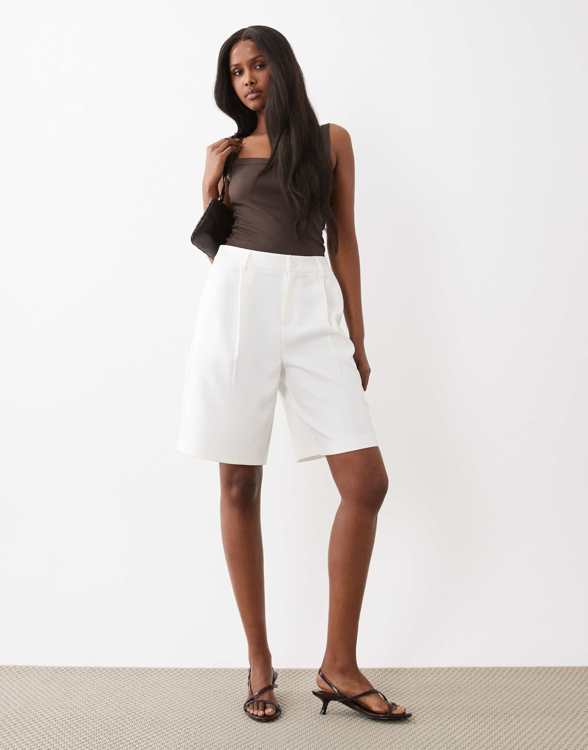 gina tricot tailored bermuda shorts in white