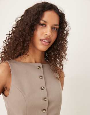 Gina Tricot Tailored Boatneck Vest In Neutral