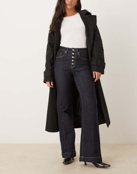 Gina Tricot tailored flare jeans in darkwash indigo blue - view 1
