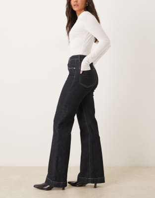 Gina Tricot Tailored Flared Jeans In Blue