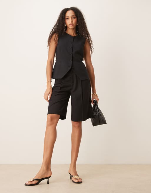 Gina Tricot tailored long bermuda shorts in black