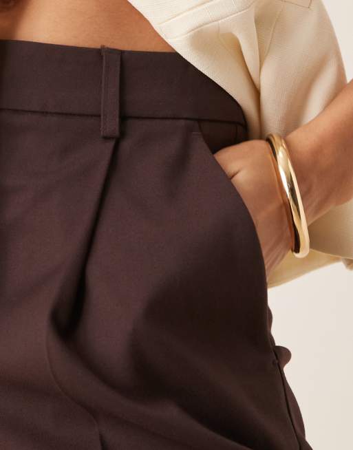 Gina Tricot tailored long bermuda shorts in dark brown